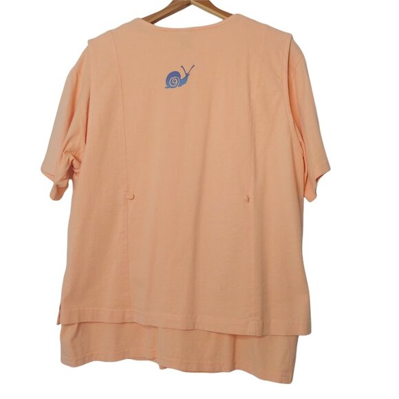 Viva City L Outfit Vest Skirt Short Sleeve Shirt Snail Textile Art Peach USA - Picture 3 of 11